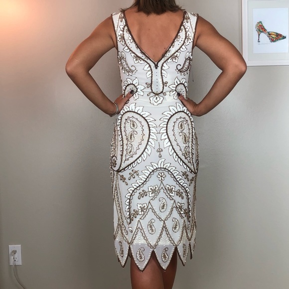 Ivory beaded dress small - Picture 3 of 4
